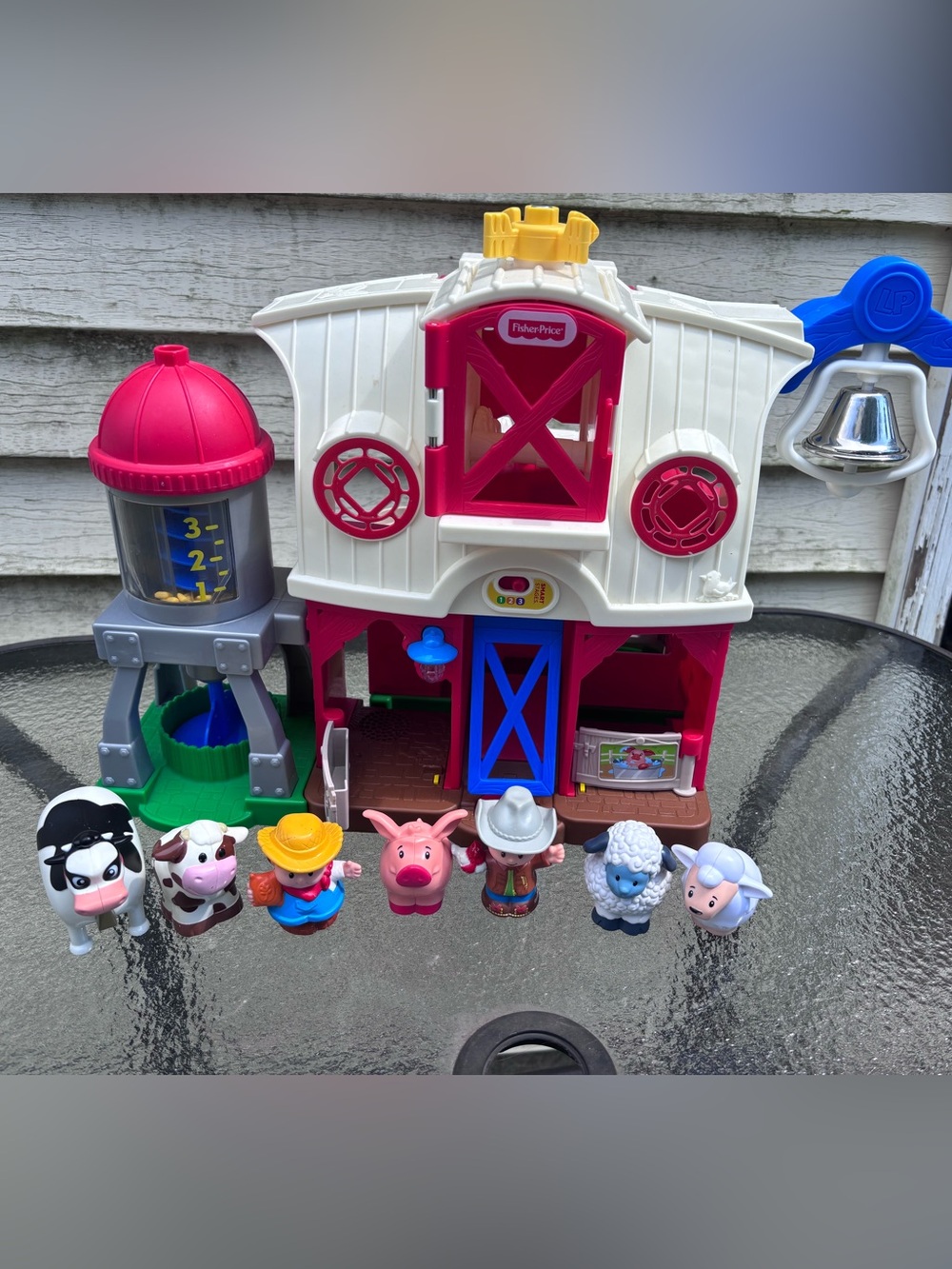 Fisher-Price White, Pink and Blue Barn Playset with Farm Figures